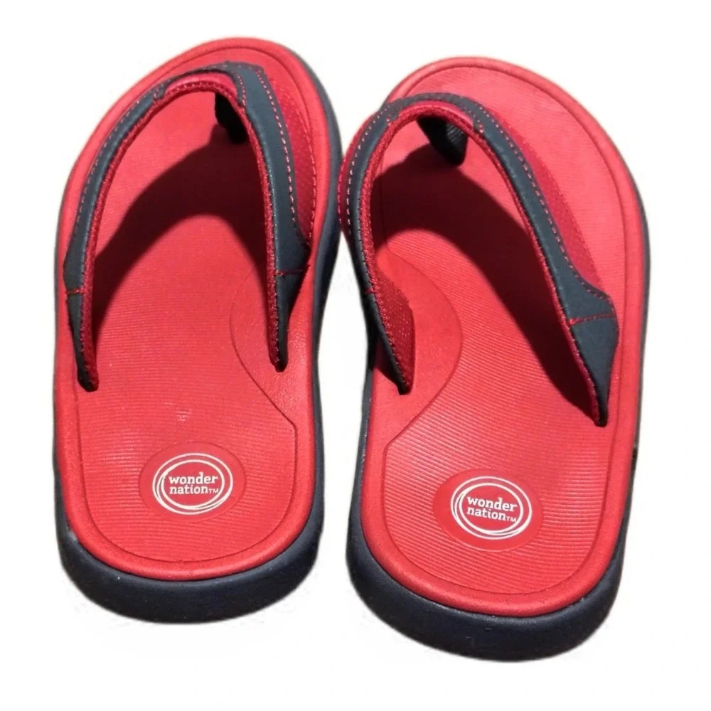 Kids Wonder Nation Red Water Proof Flip Flop Sandals Size 13.5 Sport Summer NWOB
